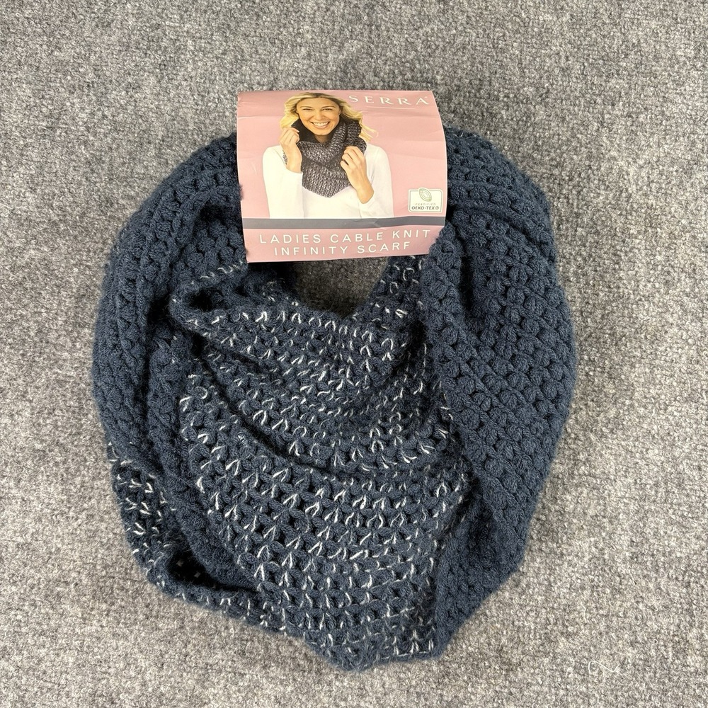 Serra Infinity Scarf Women OS Blue Cable Knit Oeko-Tex‎ Cozy Fairy Cottagecore